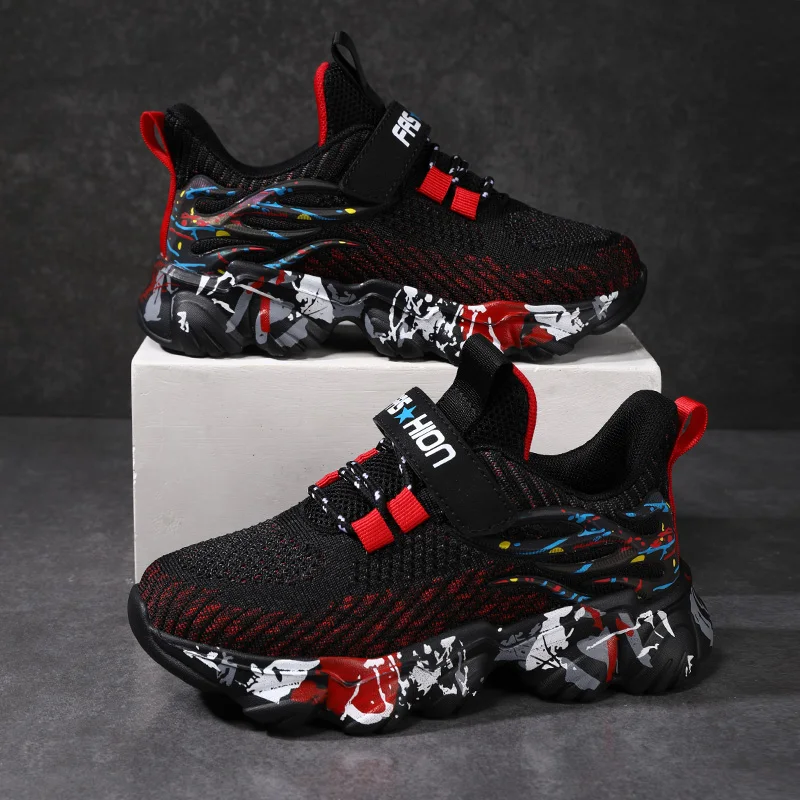Children Sneaker Boy Shoes Sports Casual Breathable Lightweight Knit Mesh Kids Tennis Shoes Boy Sneaker