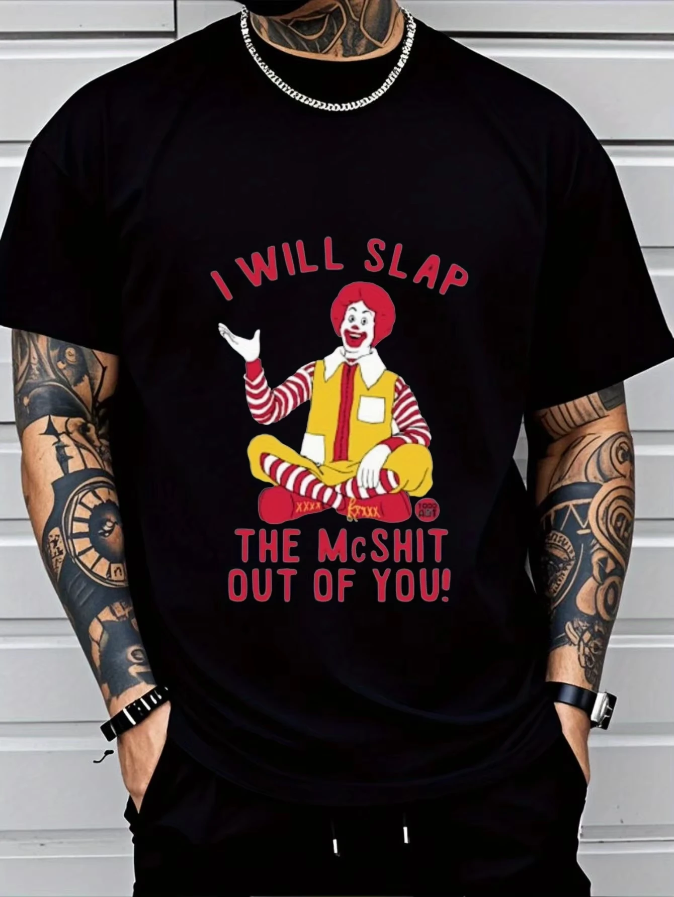 Men'S Plus Size I Will Slap The McShit Out of You Printed T-Shirt - Comfortable and Breathable for Casual Wear
