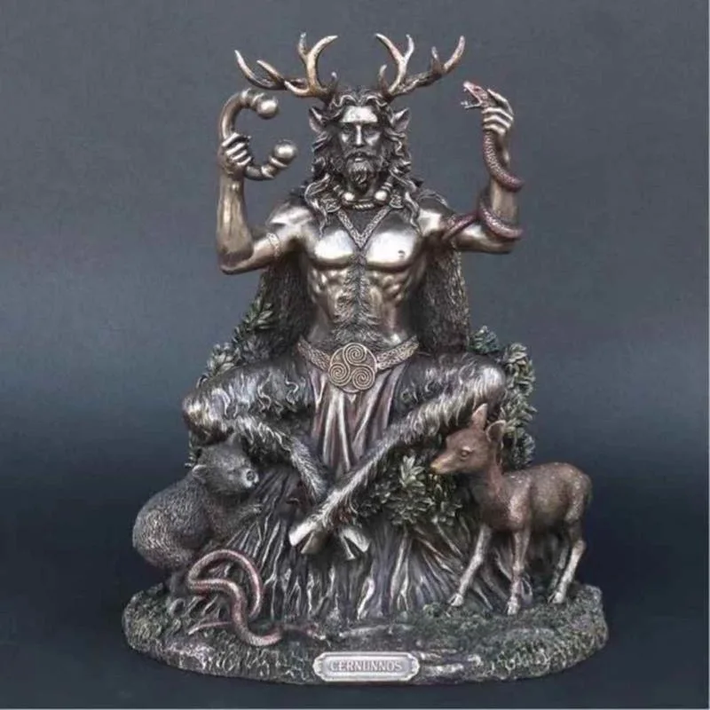 

Древняя римская Смола Cernunnos Сидящая статуя скульптура кельтский Бог фигурка Underworld статуя для домашнего сада декор