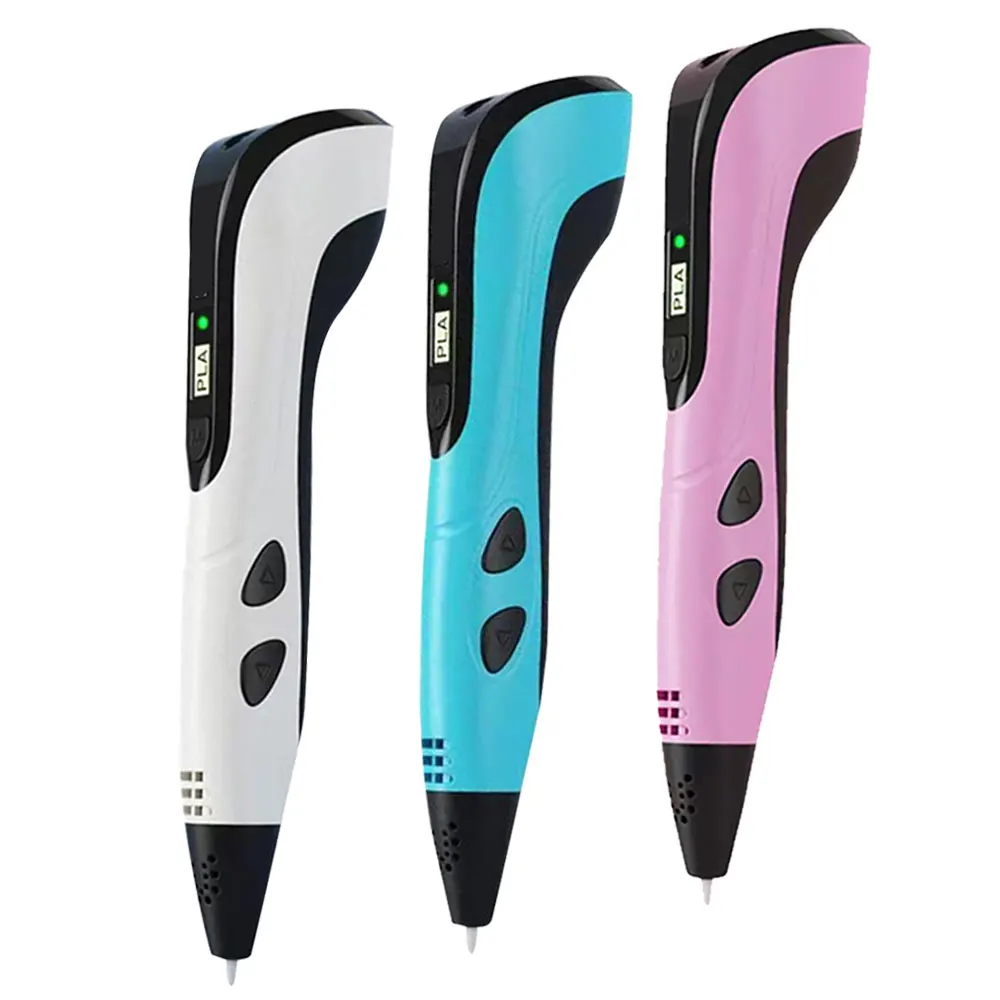 어린이를위한 새로운 3D 펜 LCD 화면 전원 어댑터와 3D 드로잉 인쇄 펜 어린이를위한 PLA 필라멘트 장난감 크리스마스 생일 선물