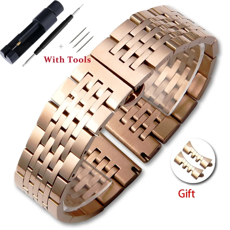 Premium Stainless Steel Watch Strap with Metal Butterfly Buckle - Waterproof Band Accessories