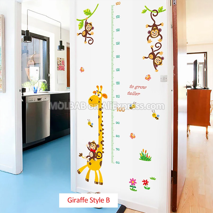 Adesivi Murali SHUCHING – Metro Della Crescita Con Giraffa Per Bambini, Decorazione Cameretta 60-180 Cm