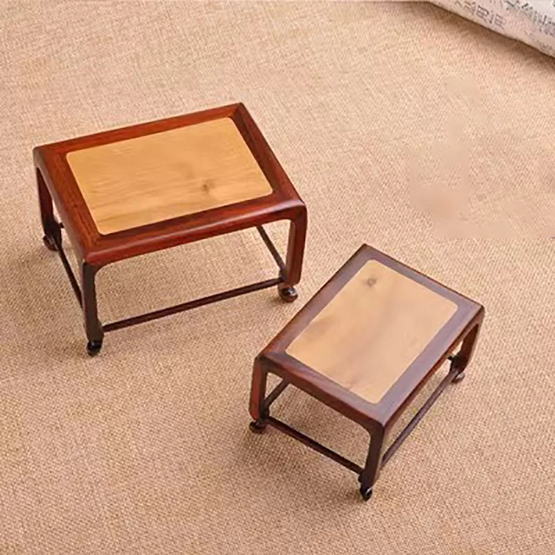 Red Sour Branch Nanmu Square Rectangular Mini Stand, Bonsai Decorative Jade Ware, Cultural and Amusement Base