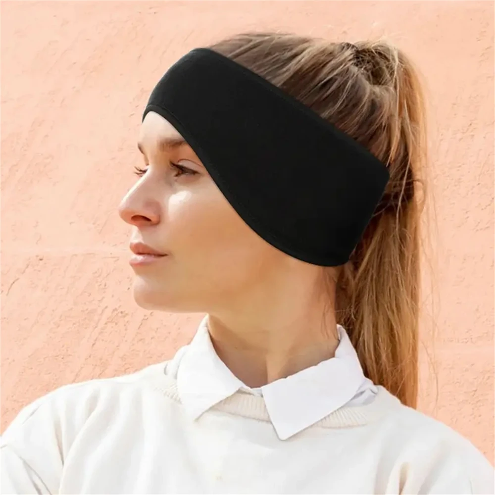 Winter Warmer Headband Breathable Windproof Sweatband Fleece Ear Cover Warmer Outdoor Sports Cycling Running Elastic Headwear