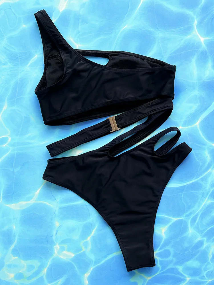 2024 New One Piece Swimsuit Sexy Swimwear Women Hollow Out Bathing Suit Black Beachwear Monokini Female Swimming Suits