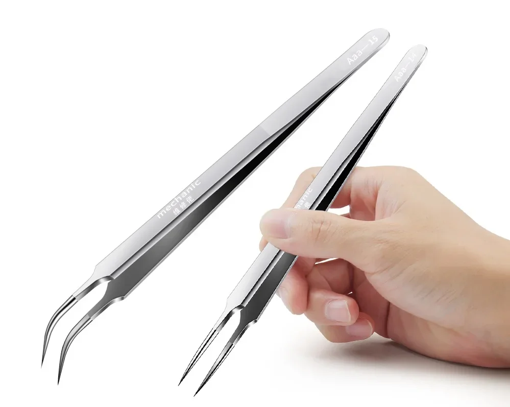 MECHANIC Aaa-14 Aaa-15 Stainless Steel Ultra Fine High Hardness Tenacity Durable Tweezers For SMD PCB BGA Motherboard Repair