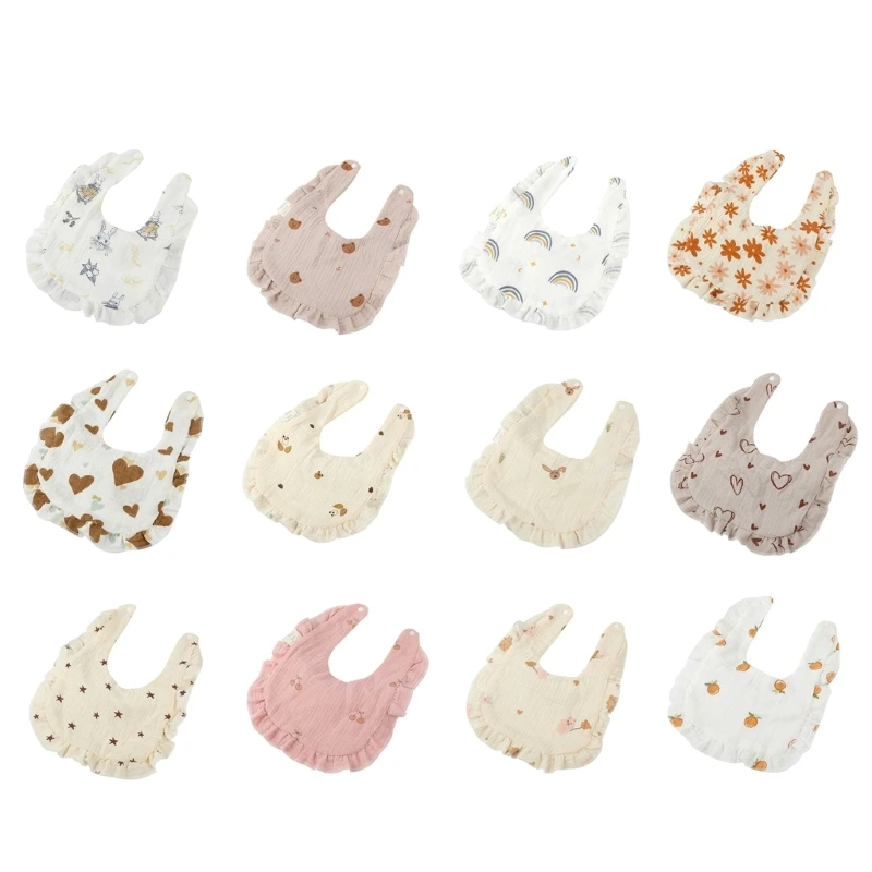 

Absorbent Cotton Bibs with Lace Trim Newborn Bibs for Feeding & Teething Babies