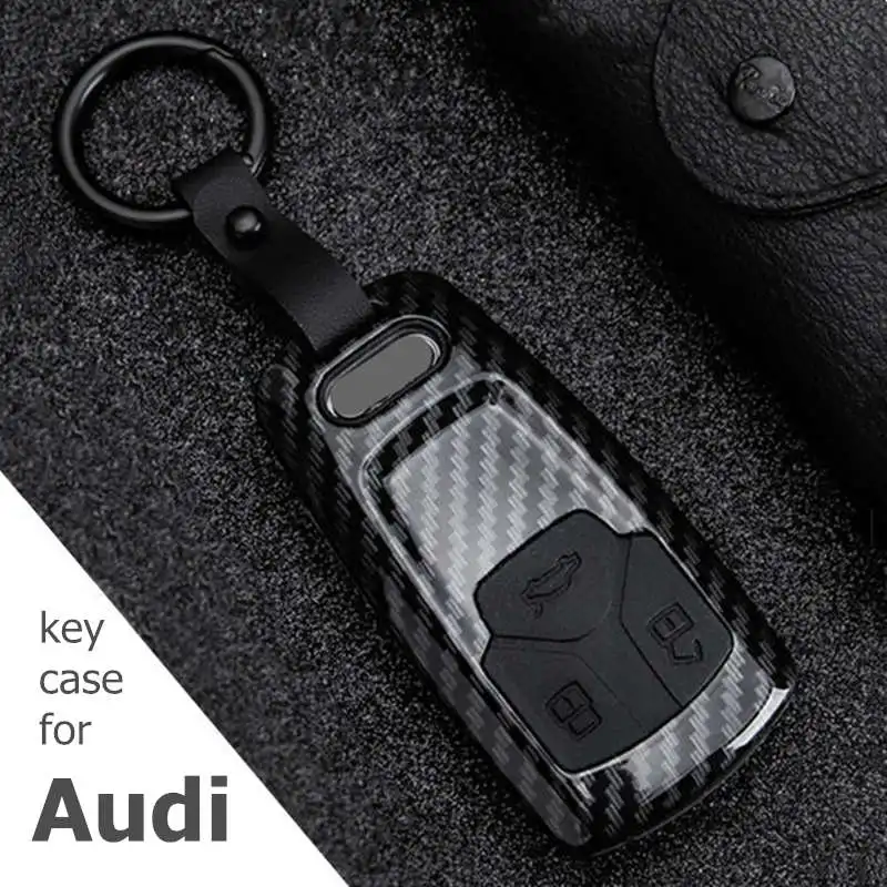 Car Key Case Cover Shell Carbon Fiber For Audi A4 B9 A5 A6 S4 S5 S7 8W Q7 4M Q5 TT Smart Remote Protector Auto Accessories