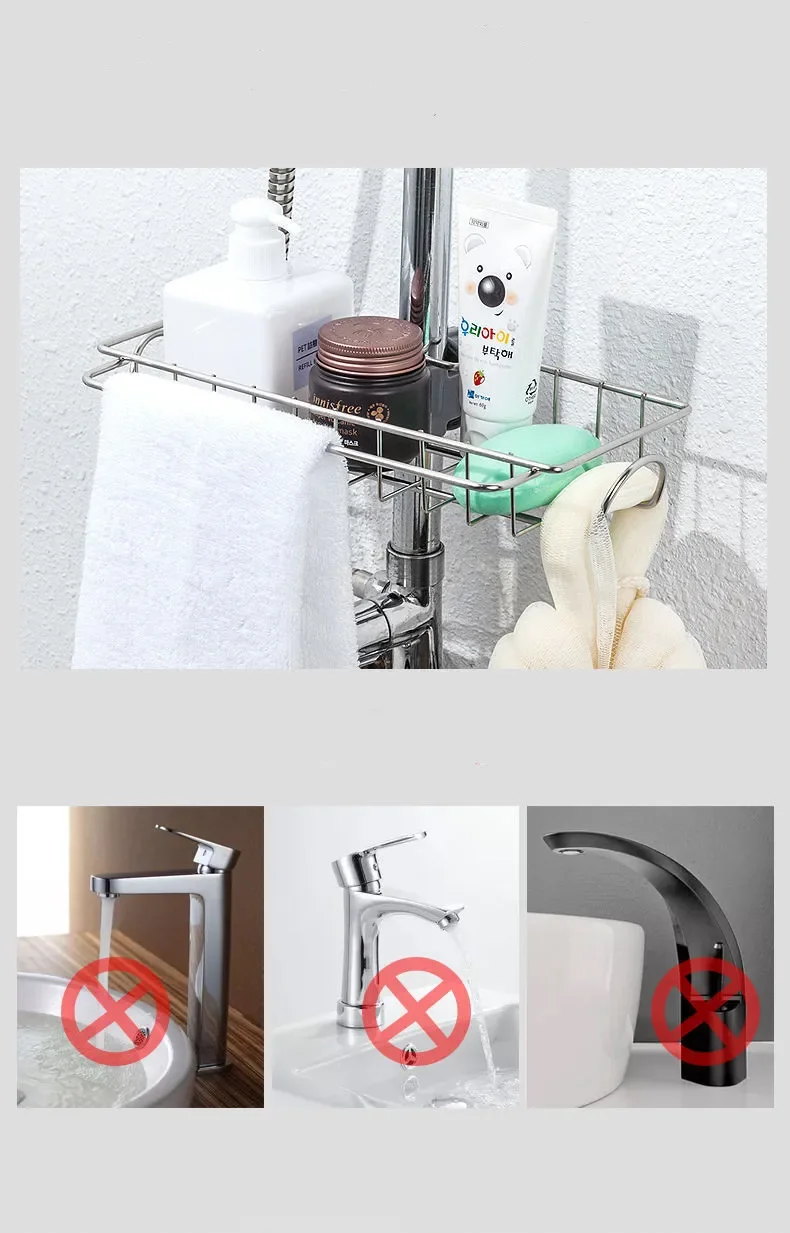 Description Picture 6 of itemKitchen Stainless Steel Sink Drain Rack Sponge Storage Faucet Holder Soap Drainer Towel Rack Shelf Organizer Kitchen Accessories