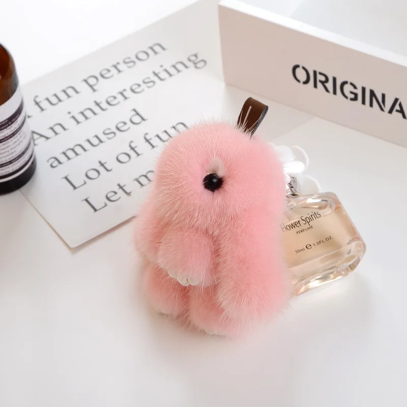 Nuovo Stile Fatto A Mano Vera Pelliccia Di Visone Coniglio Fascino Portachiavi Donna Bambini Carino Peluche Coniglietto Portachiavi Borsa Auto Chiave Decorazione Gioielli Regali - Foto 8