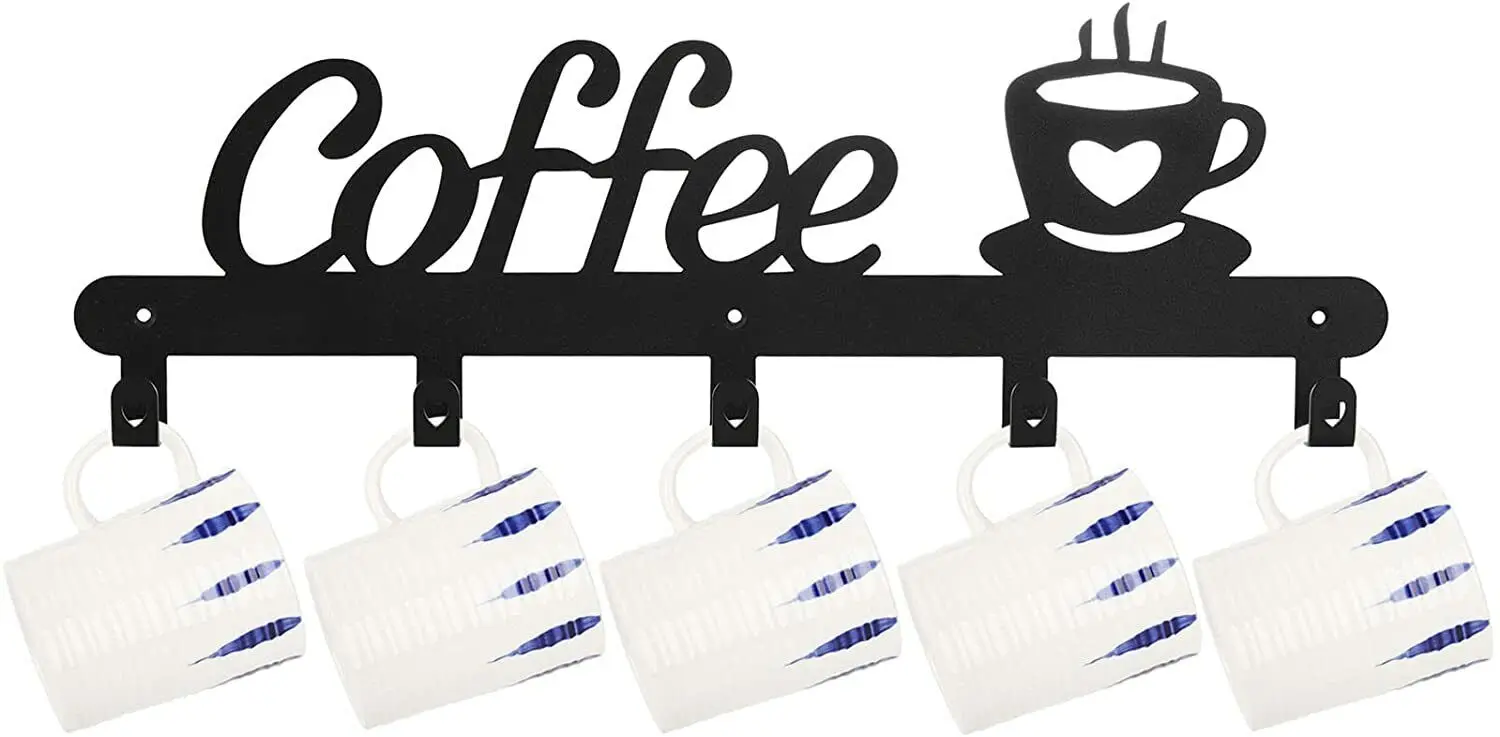 Coffee Mug Holder Wall Mounted, Metal Coffee Mug Rack for Wall, Coffee Cup Rack wall hooks，coat hooks，coat hanger 6
