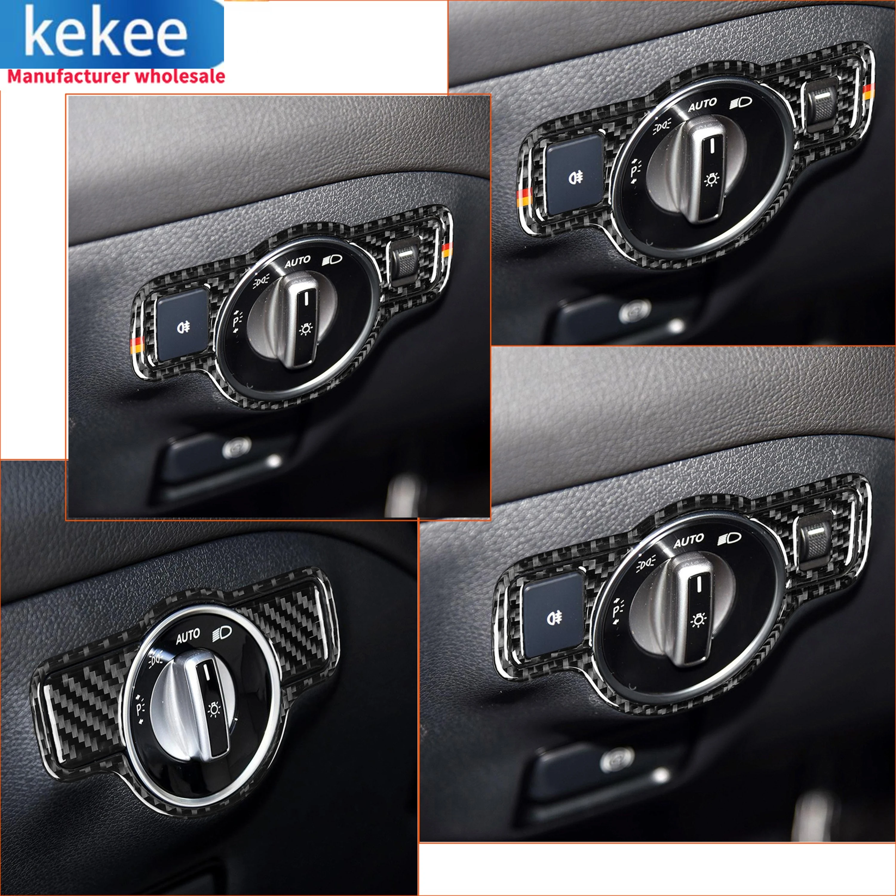 Car Headlight Switch Button Frame Trim Carbon Fiber For Mercedesbenz