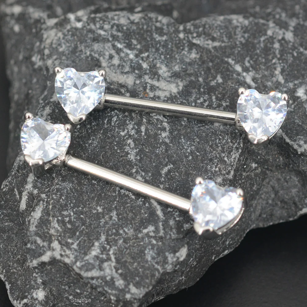 2Pcs Clear Crystal Heart Nipple Ring Nipple Piercing Jewelry Mamilo Sex Women Rings Cover Body Pircing Bar 14G piercing jewelry body piercing jewelry body jewelry