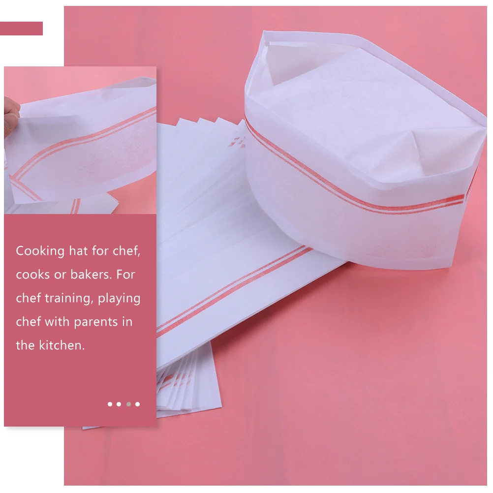 40Pcs One-time Hats Disposable Paper Caps Restaurant Kitchen Hotel Chef Caps