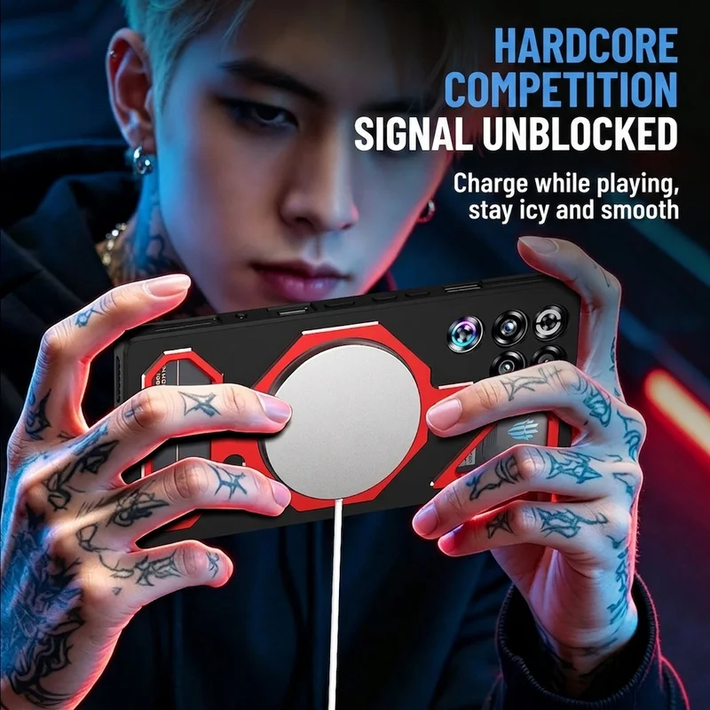 Enhanced Shockproof Gaming Phone Cover with Aluminum Alloy and Magnetic Ring Stand