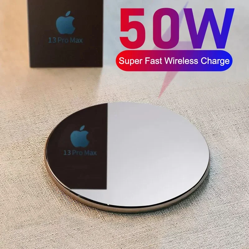 Беспроводное зарядное устройство 50 Вт для iPhone 11 12 13 14 15 Pro Max X XS Samsung S22 Xiaomi Huawei, быстрая Беспроводная зарядная станция для телефонов