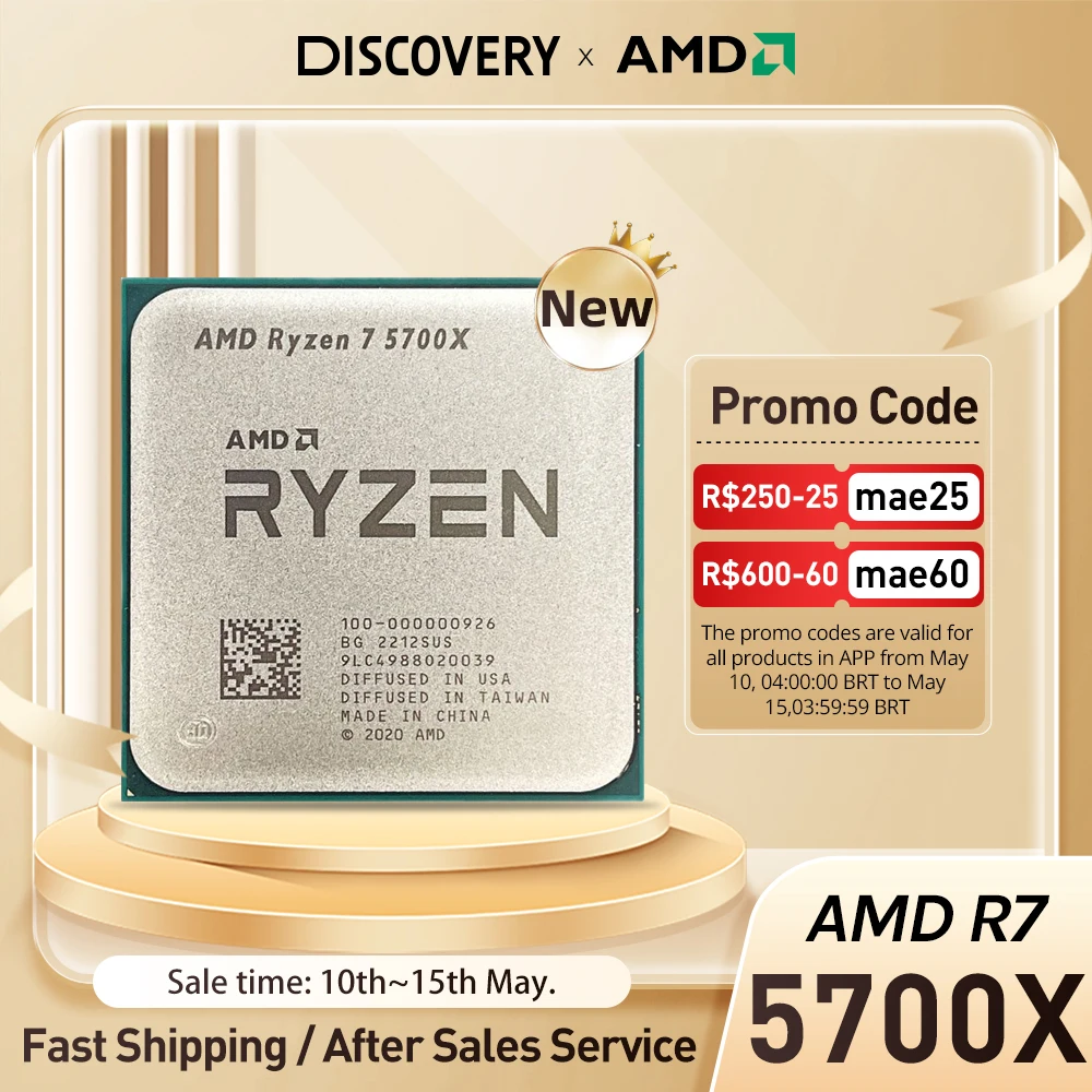  AMD New Ryzen 7 5700X R7 5700X 4.6GHz 8-Core 16-Thread CPU Processor 7NM 65W Socket AM4 Desktop Gamer Processor Accessories