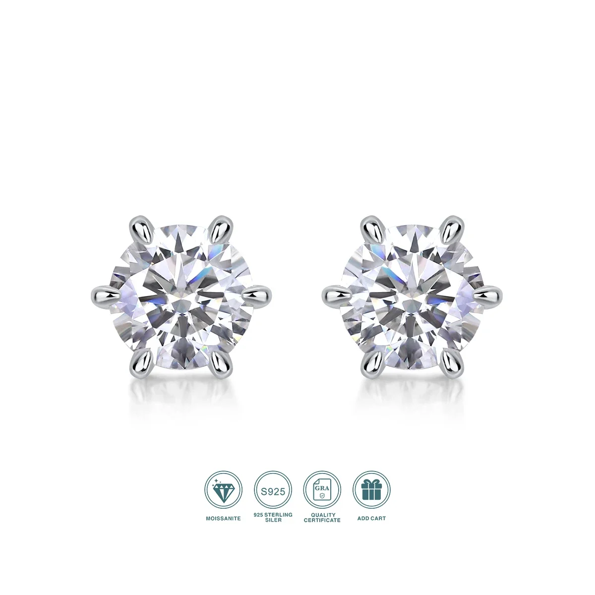JIUZUAN Moissanite Stud Earrings image 1