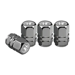 Set of 4 Premium Metal Bolt - In Wheel Tire Valve Caps with Car Emblem (C Silver)
