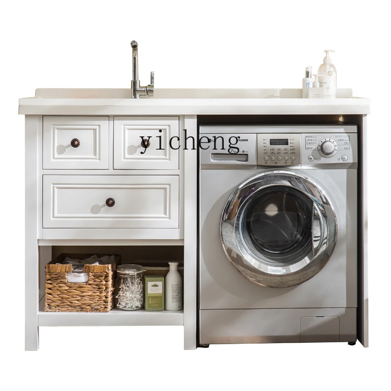 

XL Wash Wardrobe Drum Washing Machine Cabinet Oak Cabinet with Washboard Solid Wood Cabinet Bathroom