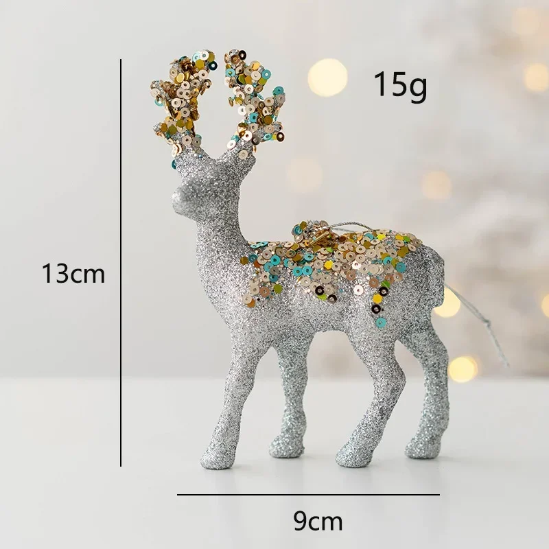 2025 Christmas Reindeer Elk Figurine Decoration Table Xmas Tree hanging Elk Ornament for Home Decor New Year Party Navidad gift