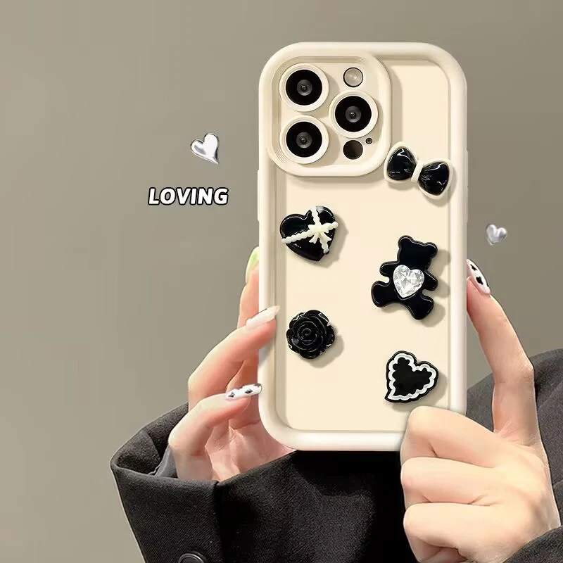 Charming 3D Bear Honey Donut Coffee Silicone Phone Case Cover