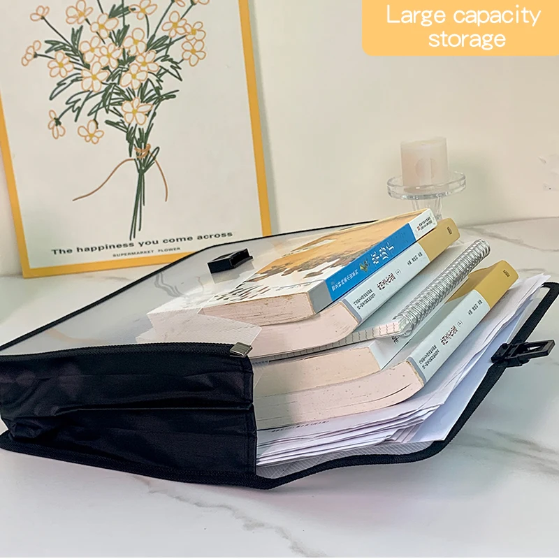 A4 Transparent Twill Portable Storage Bag Large Capacity Thickened Waterproof Button Function transparent storage bag