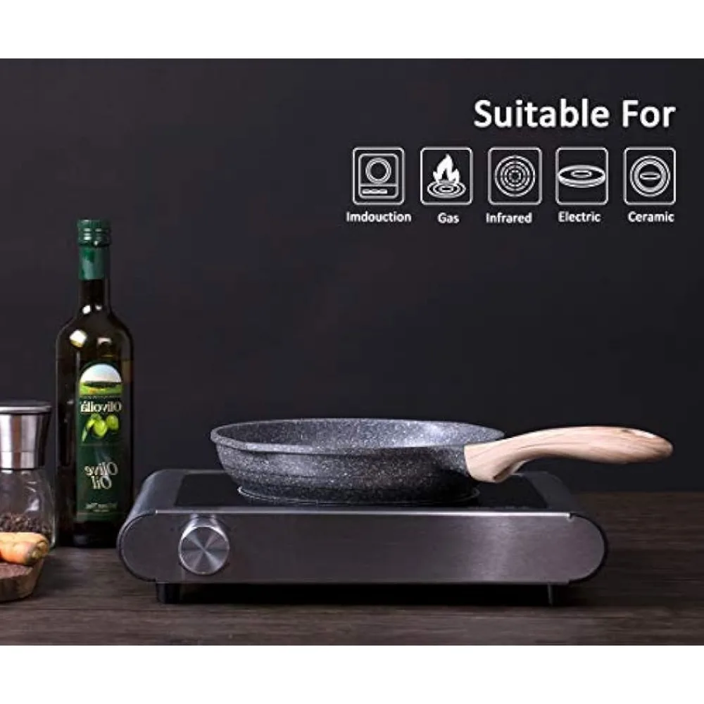JEETEE Pots and Pans Set Nonstick, Induction Granite Coating Cookware Set with 8 Inch & 9.5 Inch Frying Pan & Saucepan with Lid - AliExpress