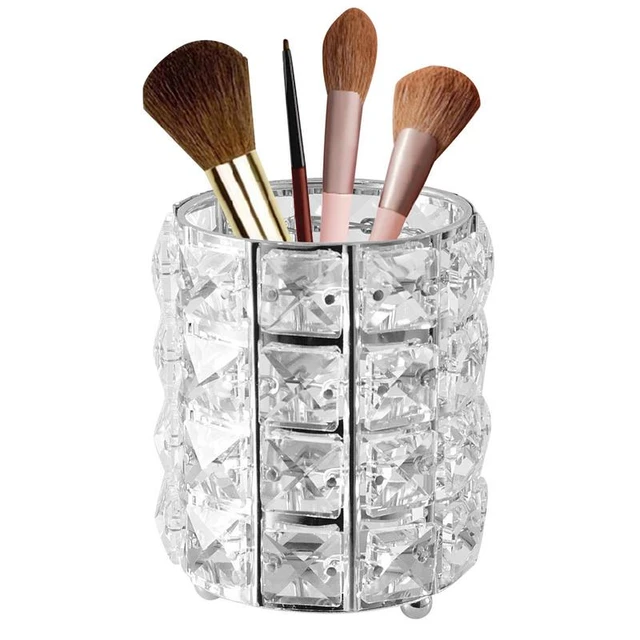 2PCS Makeup Brush Holders Organizer for Vanity Countertop,Crystal