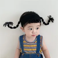 Children's Funny Hair Band Personality Trend Headband Korean Wig Braid Hair Accessories Black Super Cute Baby Girl Headwear 5