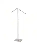 SSWBasics Chrome 2-Way Clothing Display Rack - Sleek Retail Clothing Rack with Slant Arms for Garment Display 48"-72"H 3 1
