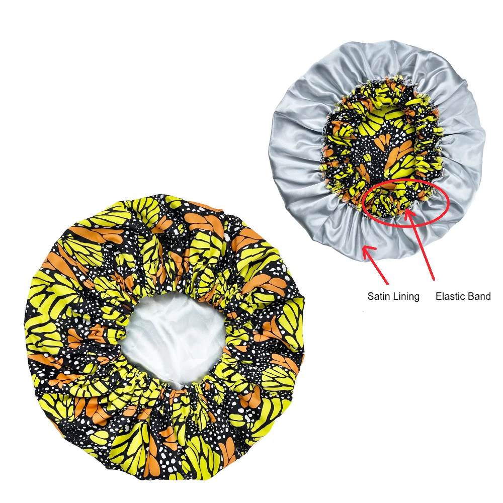 New Extra Large Satin Lined Bonnet Women Big Size Beauty Print Satin Silk Bonnet Sleep Night Cap Head Cover Bonnet Hat Wholesale