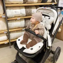 

Baby Cart Universal Cushion Baby Autumn Winter Cartoon Crown Print Trolley Breathable Soft Seat Cushion New Stroller Accessories