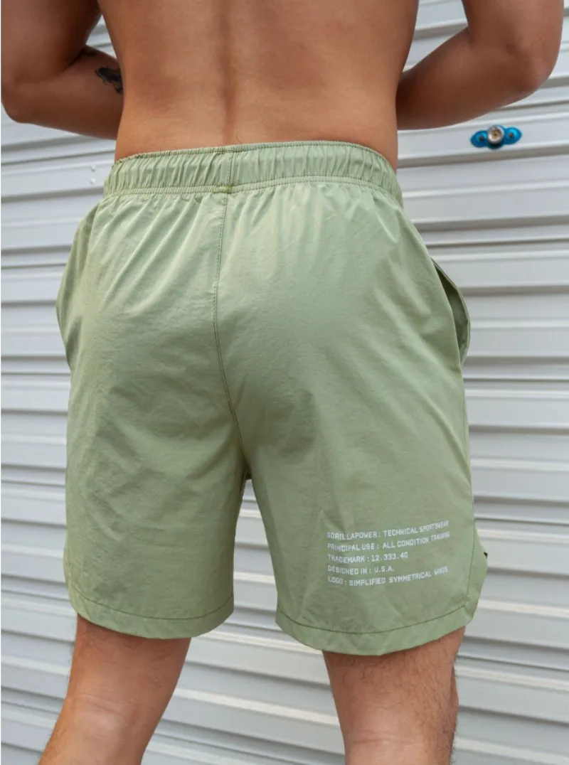 Summer new Men Light Weight Thin Short Pants Running Squat Fitness Shorts Men GYM Wear Quick-drying Beach Drawstring Shorts 2