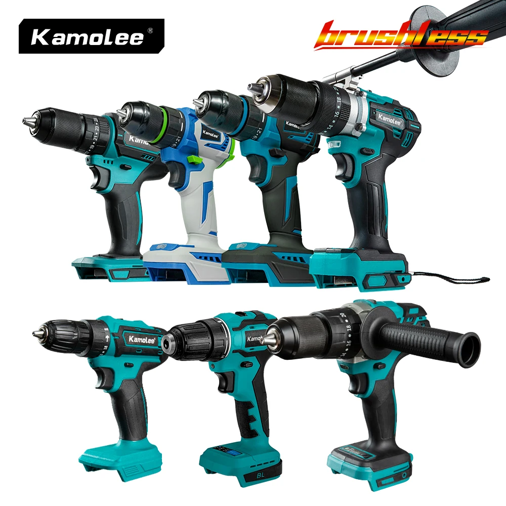

Kamolee 10 мм/13 мм Беспроводная электрическая Ударная дрель, электрическая отвертка, домашние электроинструменты «сделай сам» для Makita, батарея 18 в