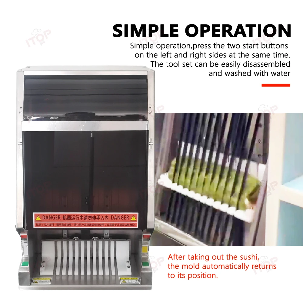 ITOP Commercial Sushi Cutter Kimbap Cutting Machine 8/10/12 Pieces Automatic Sushi Cutting Maker Food Processor 220V 240V 110V 4