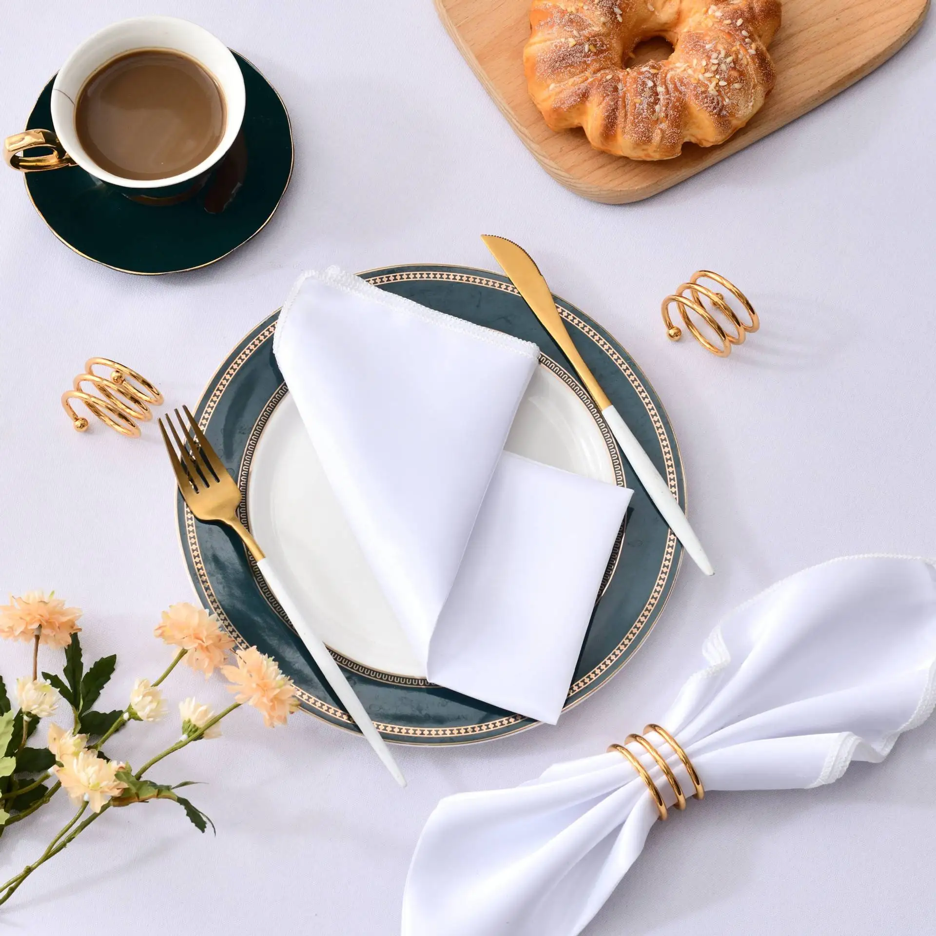 Description Picture 5 of item12pcs Table Napkins  Kerchief 30*30cm Dinner Bistro Event Satin Romantic Wedding Decoration Washable Restaurant Supplies Cloth