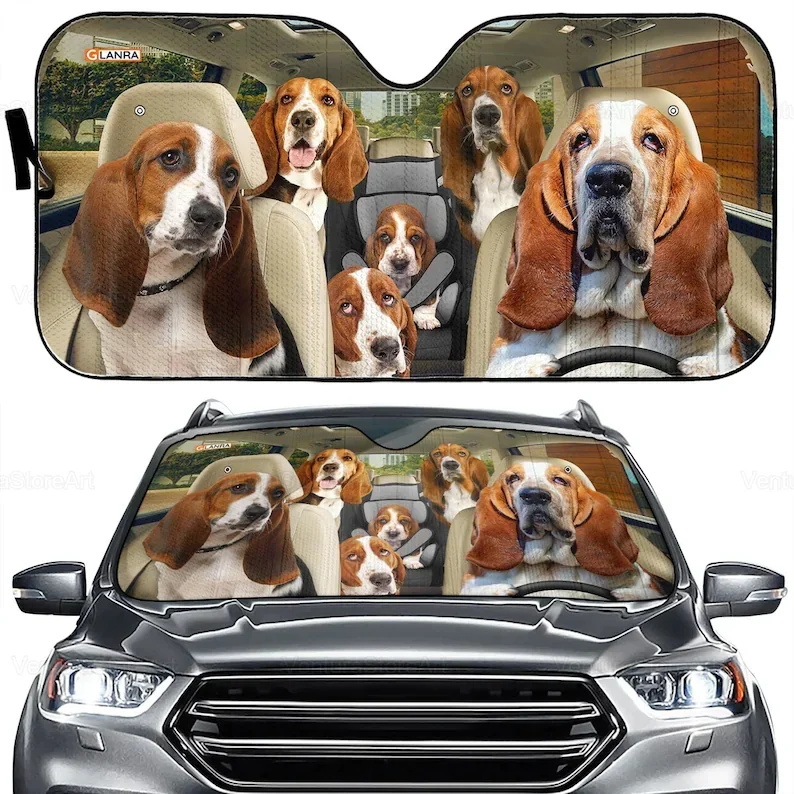

Basset Hound Family Car Sun Shade, Basset Auto Car Sun Shades, Bassets Lovers, Funny Gift, Basset Sun Shade, Car Sun Protector