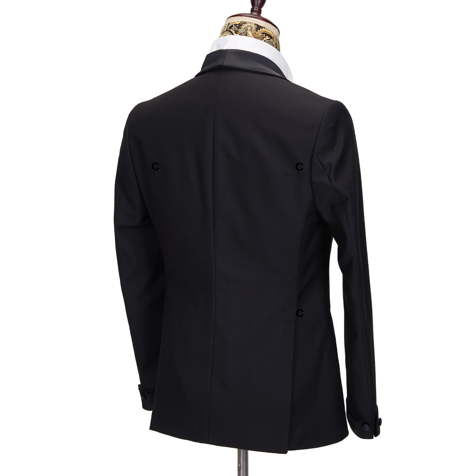 Cenne Des Graoom Luxury Men Suit Wedding Grooms Banquet Classic Black Tuxedo Jacket Pants Satin Shawl Lapel Slim Fit Party Prom 3