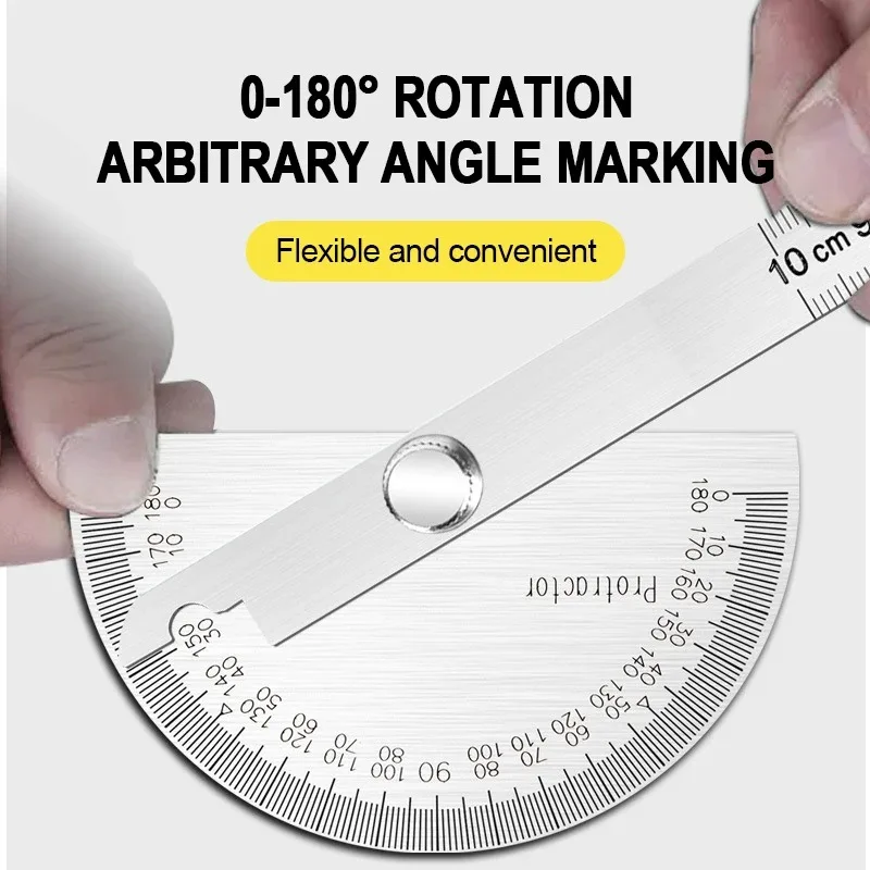 Stainless Steel Rotating Protractor 180&deg; Angle Gauge Finder High Precision Metal Protractor Woodworking Metal Measuring Ruler digital angle protractor,angle measuring tool,angle protractor