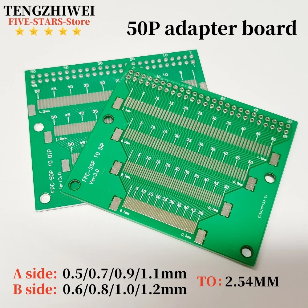 FPC/FFC Transfer Board 8 Kinds Spacing 0.5/0.7/0.9/1.1MM 50P TO DIP 2.54MM 0.6/0.8/1.0/1.2MM Double Panel 1Pcs