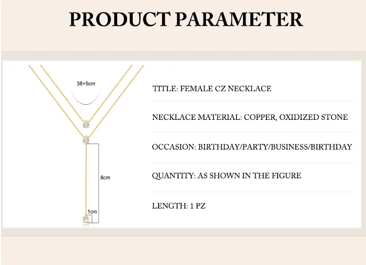 Hochwertige einfache doppelschichtige Tropfen-Charm-Halskette mit grünem CZ gepflastert für Damen, modischer klassischer Schlüsselbeinkettenschmuck – Detail 5