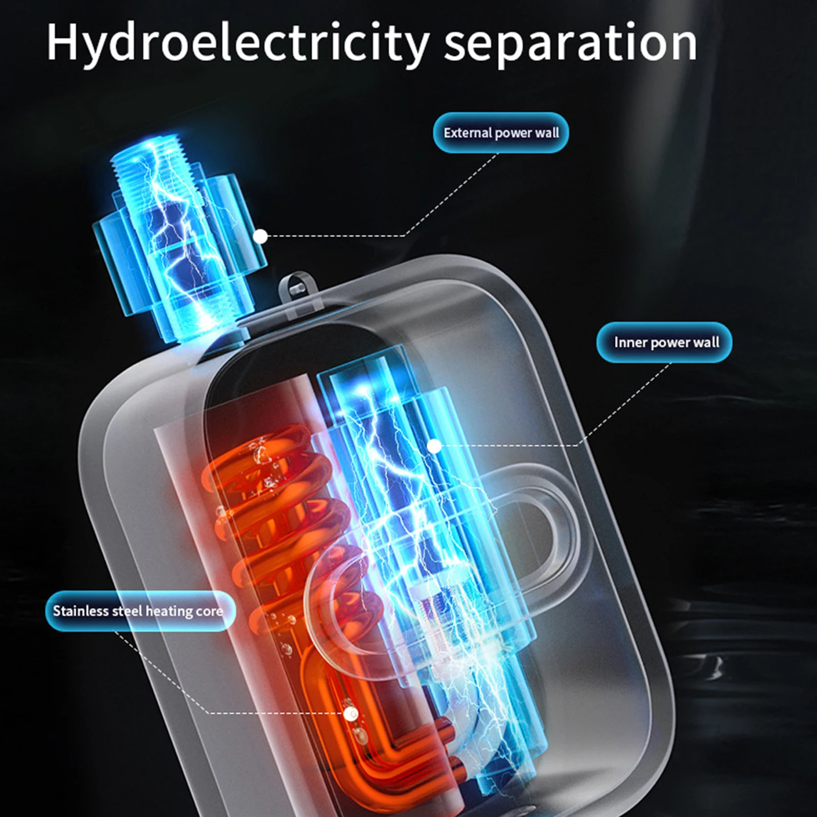 Small Instant Electric Water Heater LCD Temperature Display IPX4 Quick Heating Shower Water Heating Device Set 2