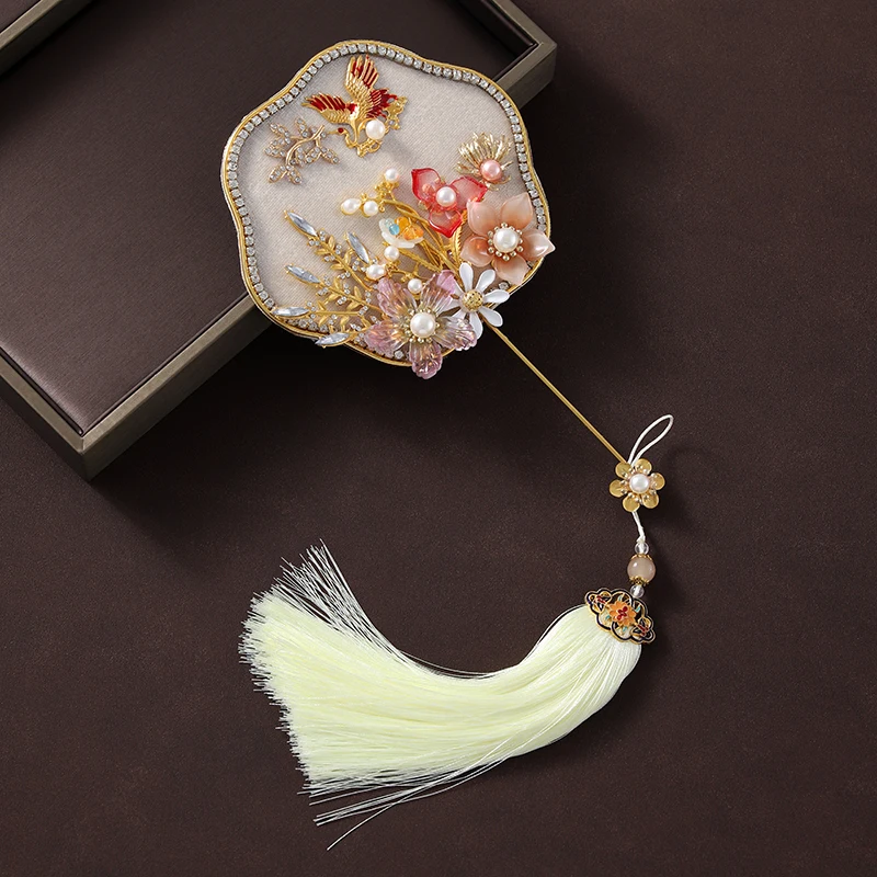 Wedding Accessories Full Of Chinese Palace Style Luxurious Shinny Ladies' Handheld Small Circular Fan