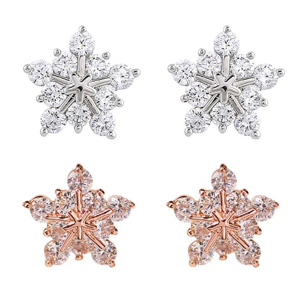 

1 Pair Women Earrings Crystal Star Snowflake Stud Earring Jewelry Gift