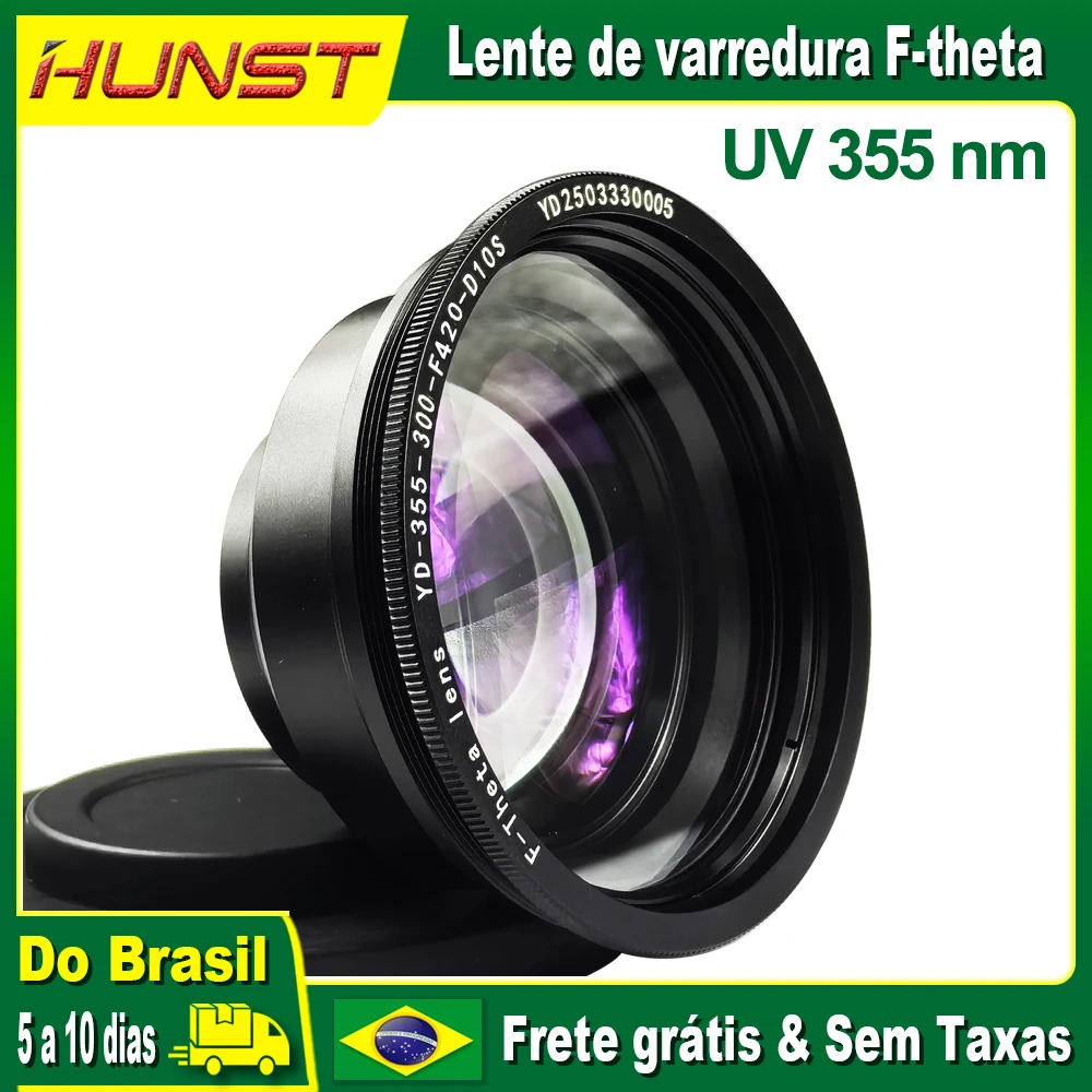 Hunst F-Theta 355nm Lente de digitalização a laser UV 110X110mm 200X200mm 300X300mm Espelho de campo para máquina de gravação a laser UV