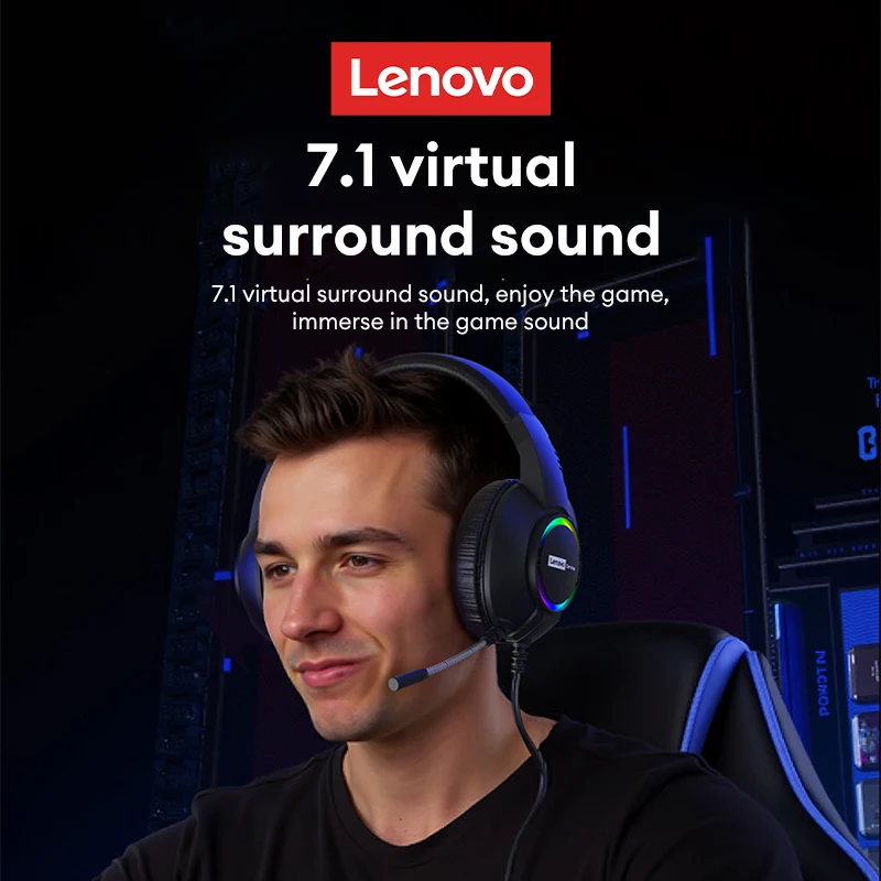 Lenovo E08 Games Headset For Laptop Desktop Computers HD Lossless Sound Headphones Noise Reduction Earphones USB interface