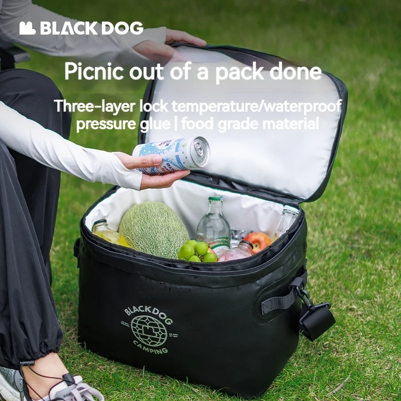 BLACKDOG 20L 아이스백 피크닉 숄더 스트랩 포함 야외 휴대용 캠핑 누수 방지 단열 보온 도시락 쿨러 PVC 박스