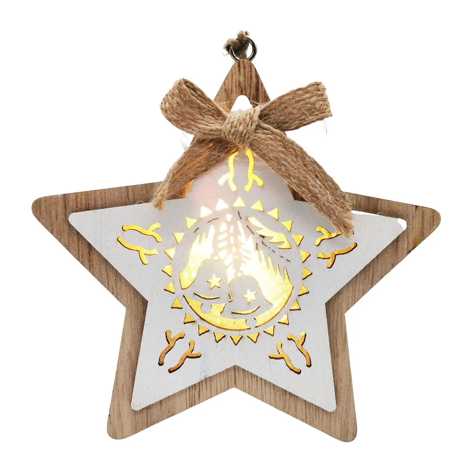 

Christmas LED Wood Ornaments Xmas Light Wooden Pendant for Holiday Party Christmas Decor