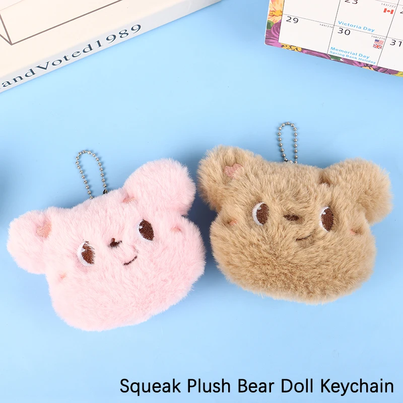 

Lovely Squeak Bear Plush Keychain Stuffed Animal Doll Keyring School Bag Pendant Backpack Decoration For Best Friend Gifts